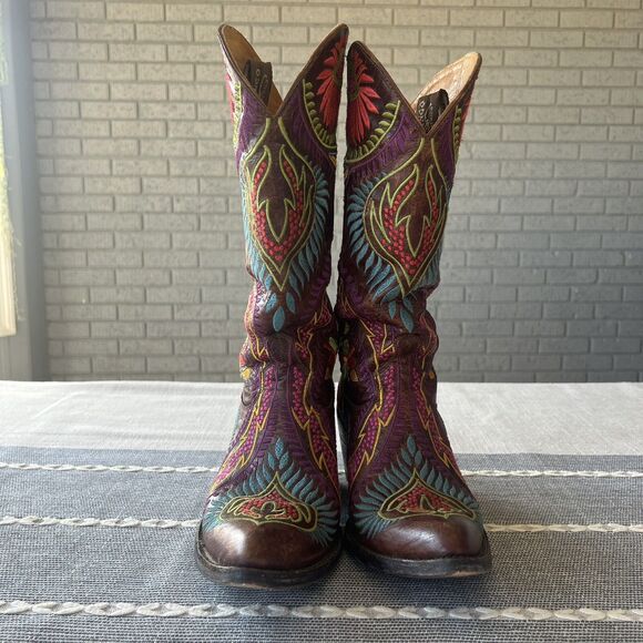 Old Gringo Tiegan Western Cowboy Boots Extremely Rare 7.5 Colorful Embroidered - Picture 4 of 16